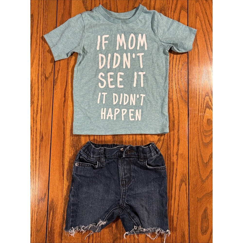 Children’s Place 2-piece Outfit (3T) Funny Mom T-shirt / Cut-off Jean Shorts